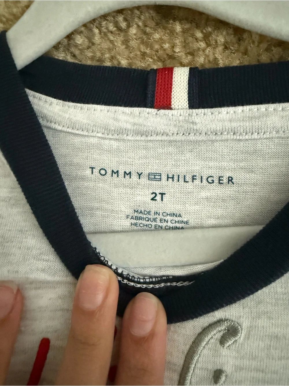 Tommy Hilfiger White Tee and Navy Shorts Set with Red Script